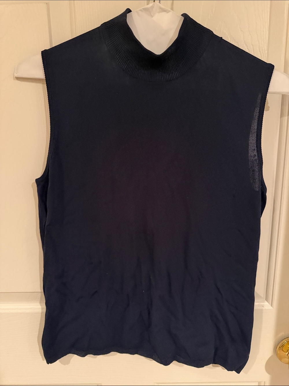 Sleeveless Mock Neck Knit Top - Navy Med